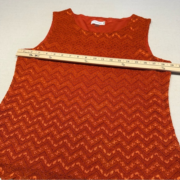 Calvin Klein Orange Chevron Sleeves Top - Size Large - Picture 12 of 14